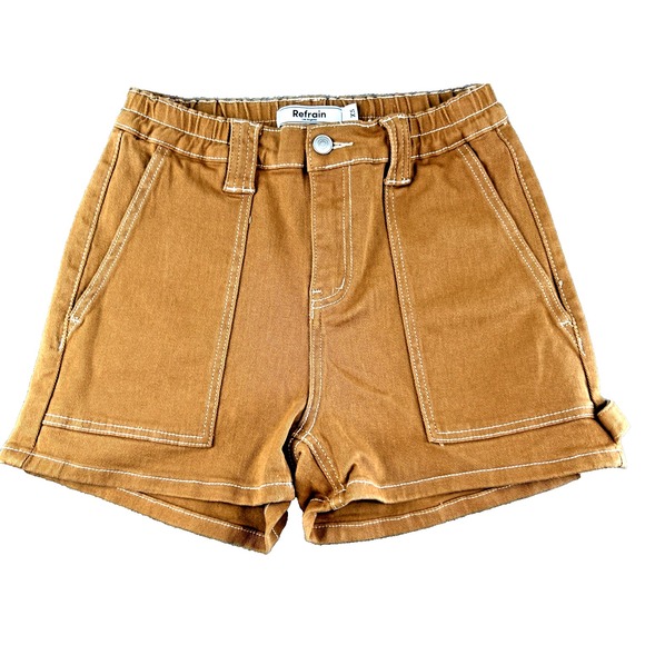 Refrain Los Angeles Jean Cargo Shorts Women's XS Orange Stretch Skater‎ Gorpcore - Picture 1 of 10